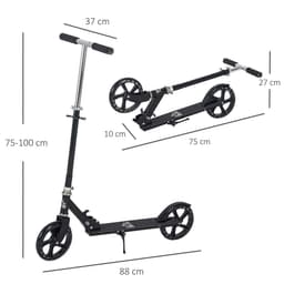 image-Kids Scooter Ride On Toy Height Adjustable For 7-14 Years, Black HOMCOM