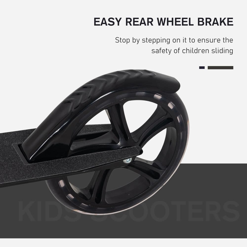 image-Kids Scooter Ride On Toy Height Adjustable For 7-14 Years, Black HOMCOM