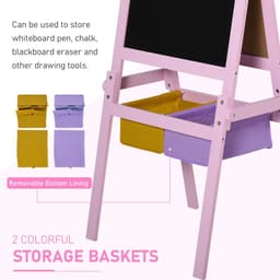 image-Kids Wooden Art Easel with Paper Roll Double-Sided Chalkboard, board HOMCOM