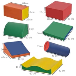 image-HOMCOM 7 Pcs Kids Soft Foam Puzzle Play Blocks Set Learning Toddler Activity