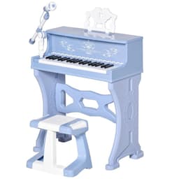 image-HOMCOM 37 Key Keyboard Battery Piano Kids Microphone Stool Educational Game