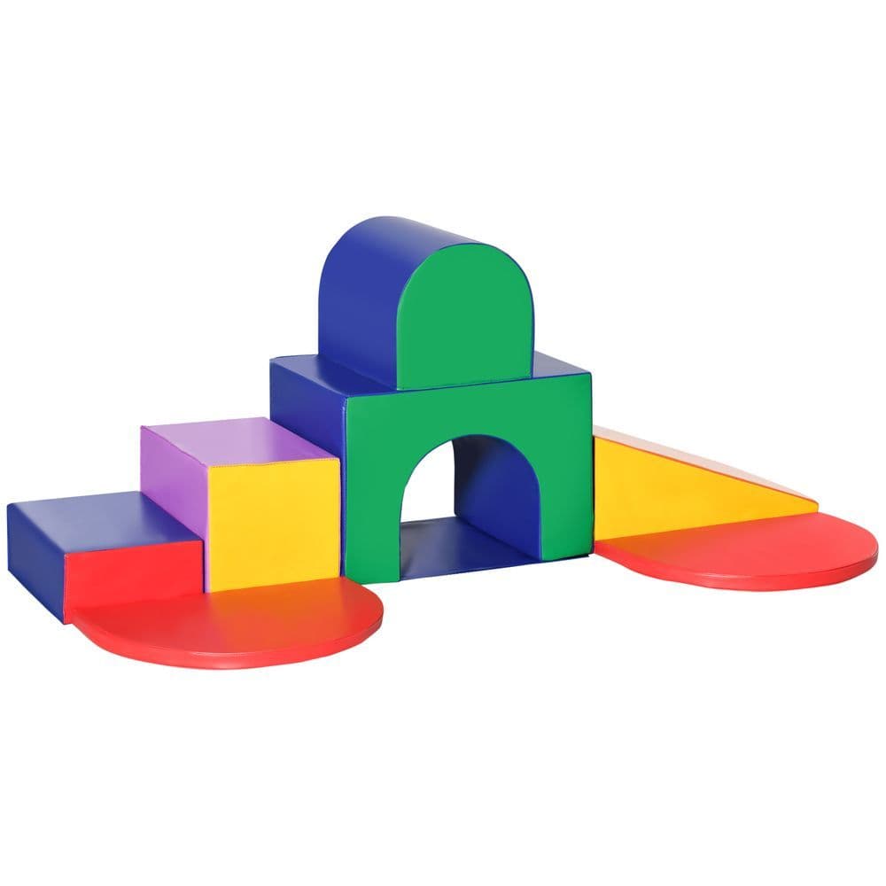 image-HOMCOM 7 Pieces Kids Foam Soft Play Set Toddler Climbers Play Structures