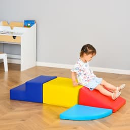 image-HOMCOM 4-piece Soft Play Set Climb and Crawl Foam Toddler Activity Toys