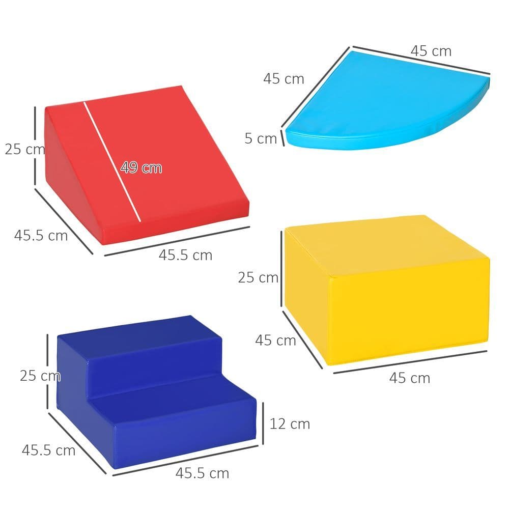 image-HOMCOM 4-piece Soft Play Set Climb and Crawl Foam Toddler Activity Toys