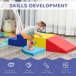image-HOMCOM 4-piece Soft Play Set Climb and Crawl Foam Toddler Activity Toys