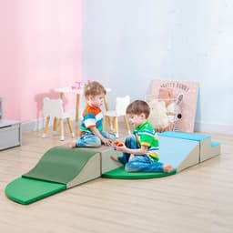 image-6 Piece Soft Play Equipment for kids Play Shapes Baby Climbing Blocks HOMCOM