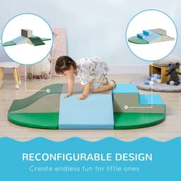image-6 Piece Soft Play Equipment for kids Play Shapes Baby Climbing Blocks HOMCOM