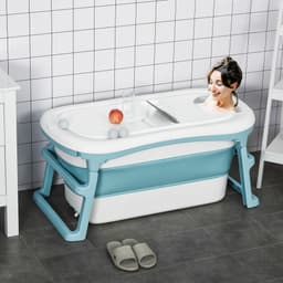image-Foldable Bathtub Kids Bath Tub with Lid Large Bathtubs for 1 - 12 Years