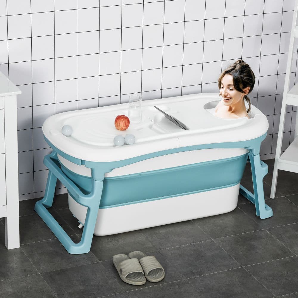 image-Foldable Bathtub Kids Bath Tub with Lid Large Bathtubs for 1 - 12 Years