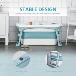 image-Foldable Bathtub Kids Bath Tub with Lid Large Bathtubs for 1 - 12 Years
