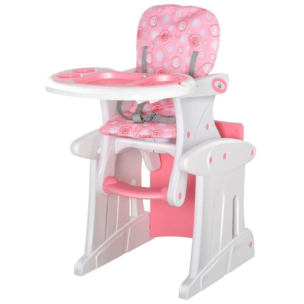 image-3-in-1 Convertible Baby High Chair Booster Seat w/ Removable Tray Pink HOMCOM