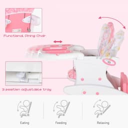 image-3-in-1 Convertible Baby High Chair Booster Seat w/ Removable Tray Pink HOMCOM