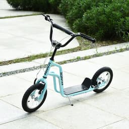 image-75-80cm Kids Kick Scooter Adjustable Handlebar Inflatable Wheels Blue HOMCOM