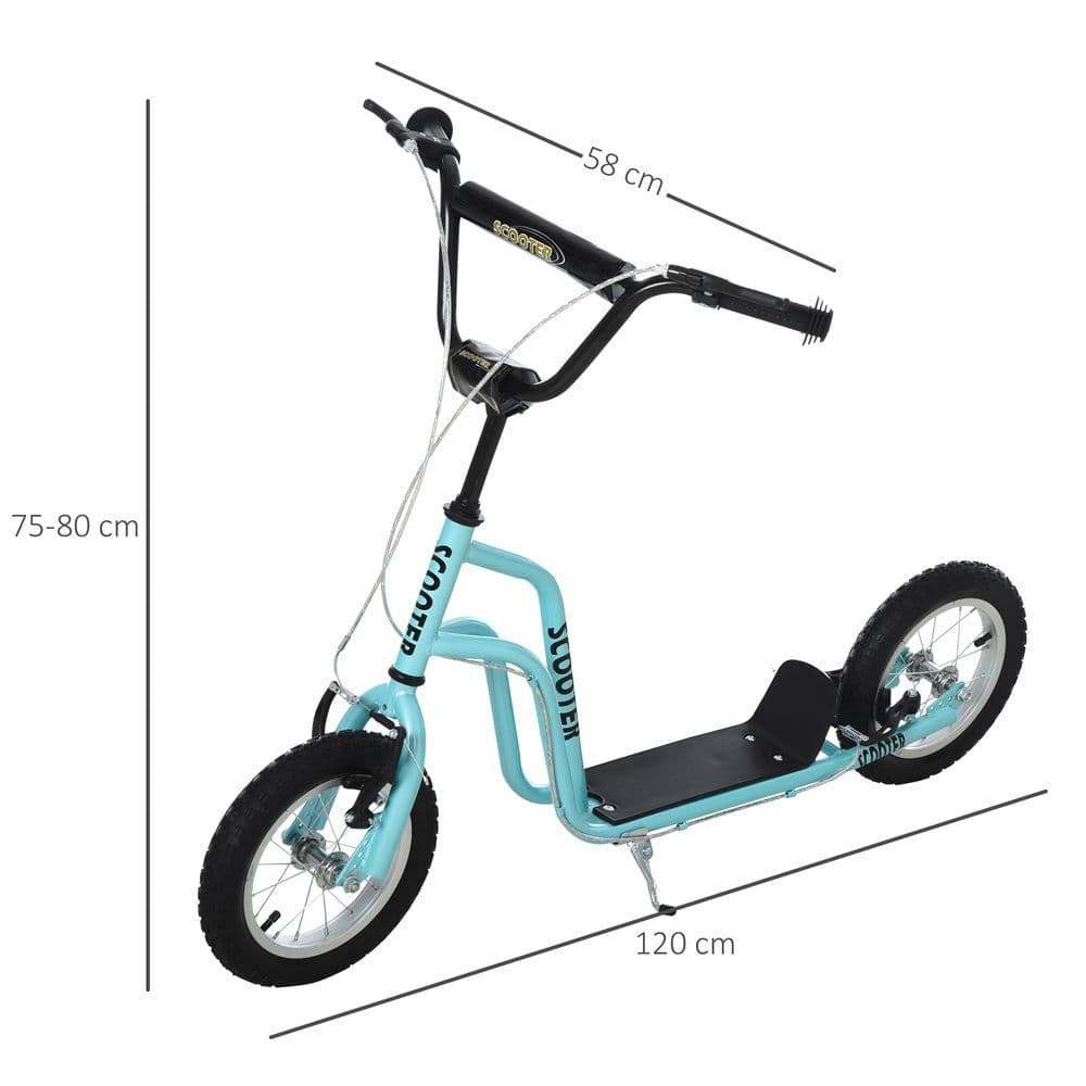 image-75-80cm Kids Kick Scooter Adjustable Handlebar Inflatable Wheels Blue HOMCOM
