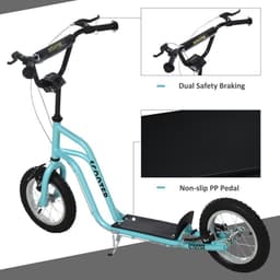 image-75-80cm Kids Kick Scooter Adjustable Handlebar Inflatable Wheels Blue HOMCOM