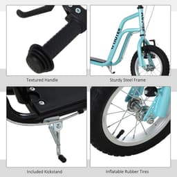 image-75-80cm Kids Kick Scooter Adjustable Handlebar Inflatable Wheels Blue HOMCOM