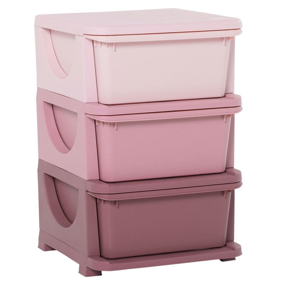 image-HOMCOM Kids Storage Units with Drawers 3 Tier Chest Vertical Dresser Tower