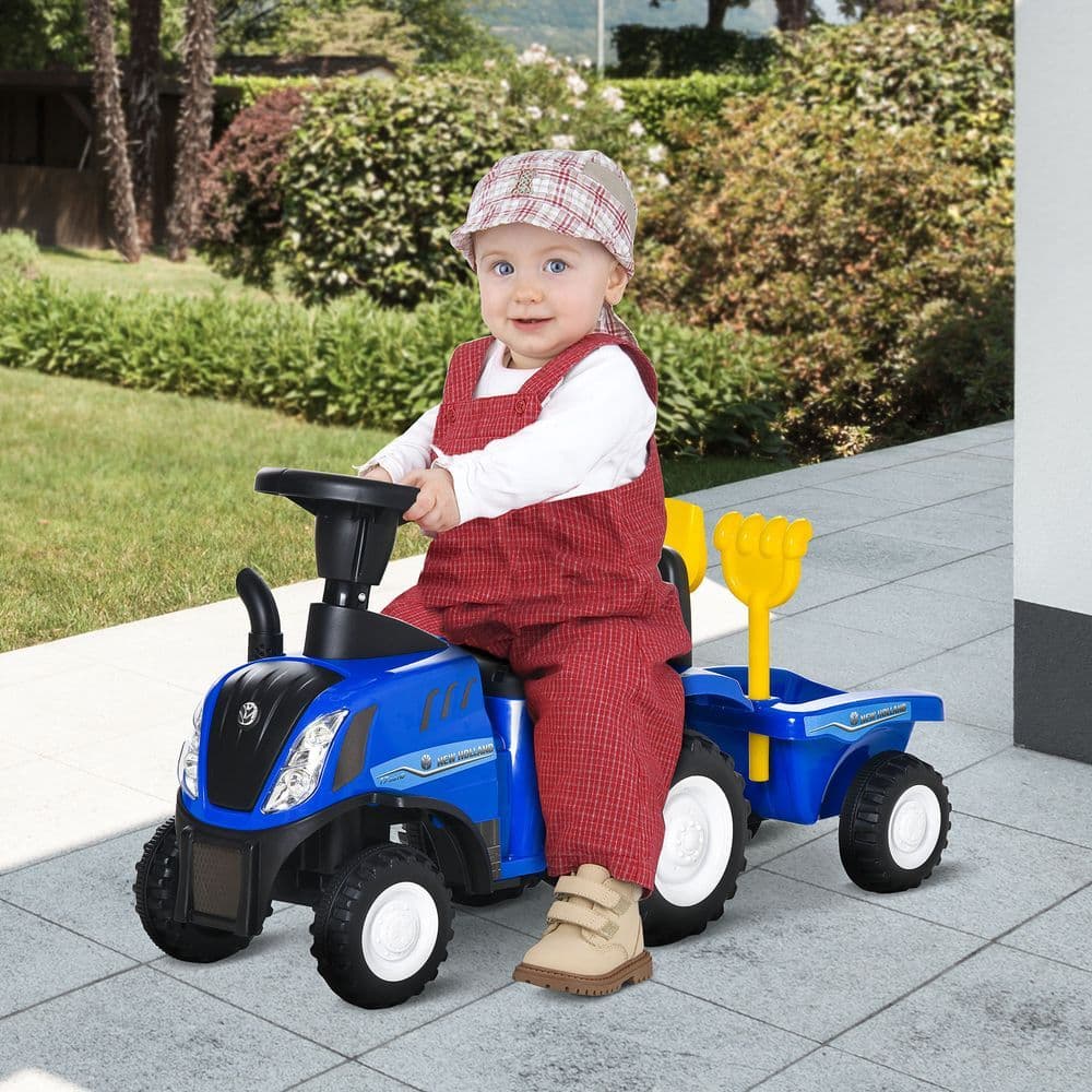 image-Ride On Tractor Toddler Walker Foot To Floor Slider 12-36 Months Blue HOMCOM