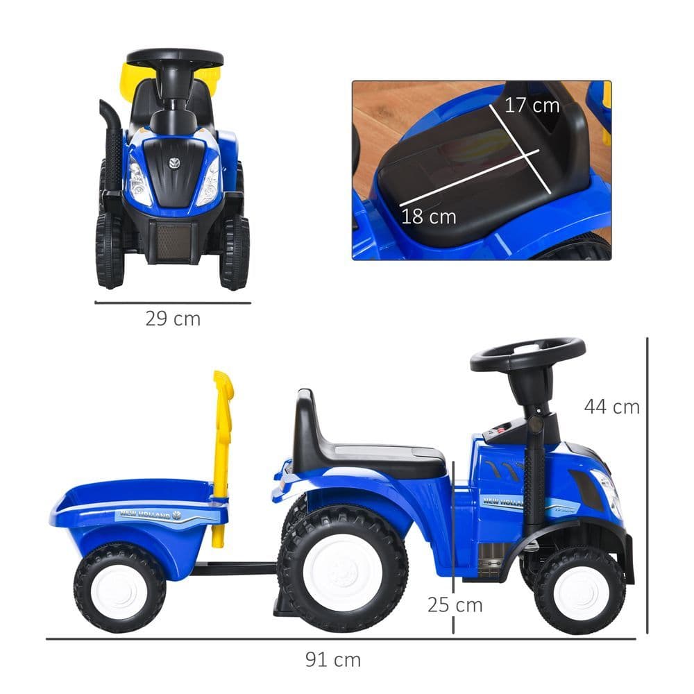image-Ride On Tractor Toddler Walker Foot To Floor Slider 12-36 Months Blue HOMCOM