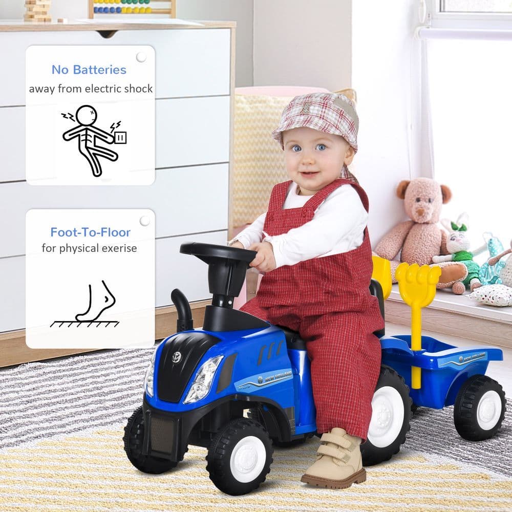 image-Ride On Tractor Toddler Walker Foot To Floor Slider 12-36 Months Blue HOMCOM