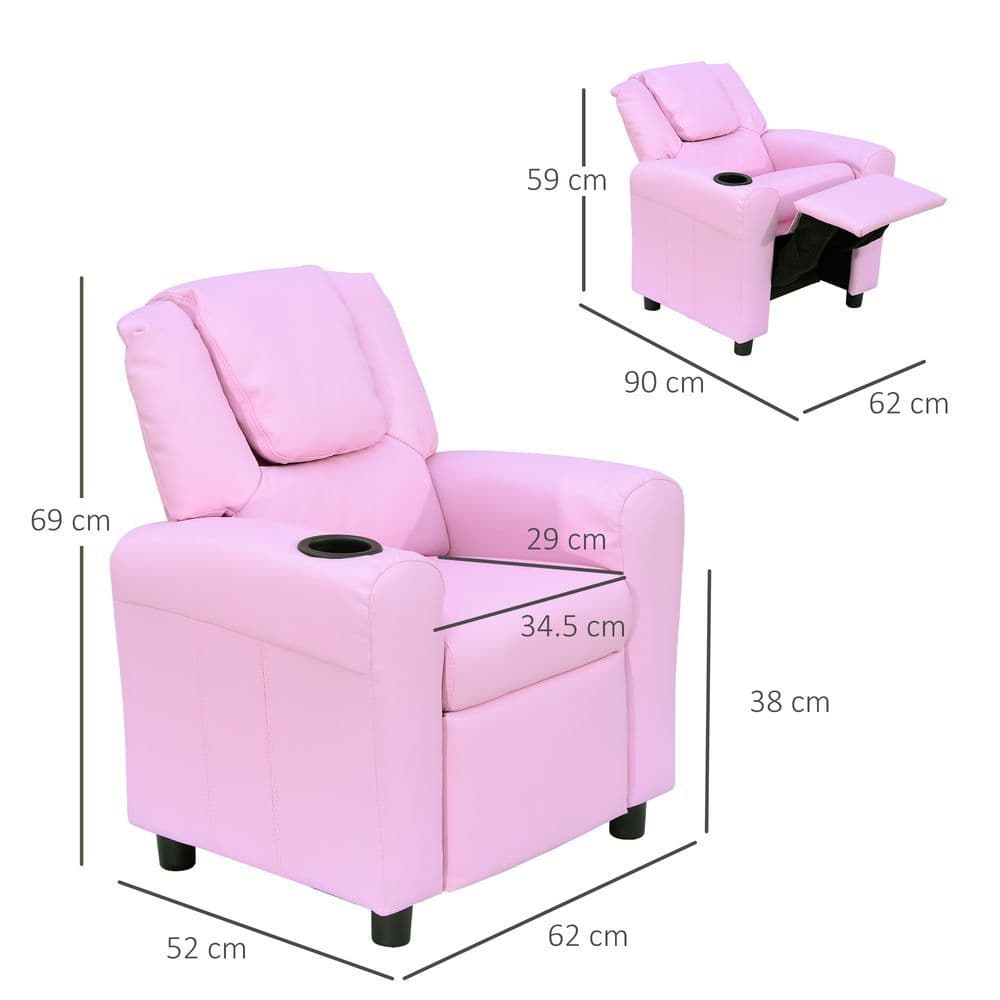 image-Kids Recliner Armchair Games Chair Children Seat Girls Boys Sofa HOMCOM