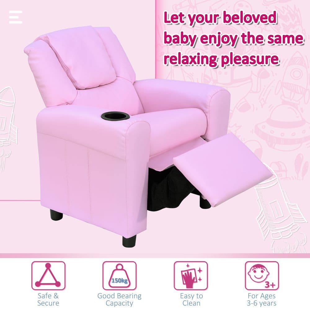 image-Kids Recliner Armchair Games Chair Children Seat Girls Boys Sofa HOMCOM