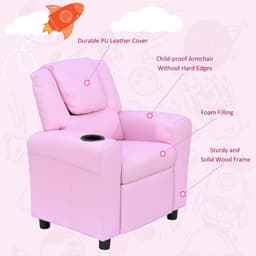image-Kids Recliner Armchair Games Chair Children Seat Girls Boys Sofa HOMCOM