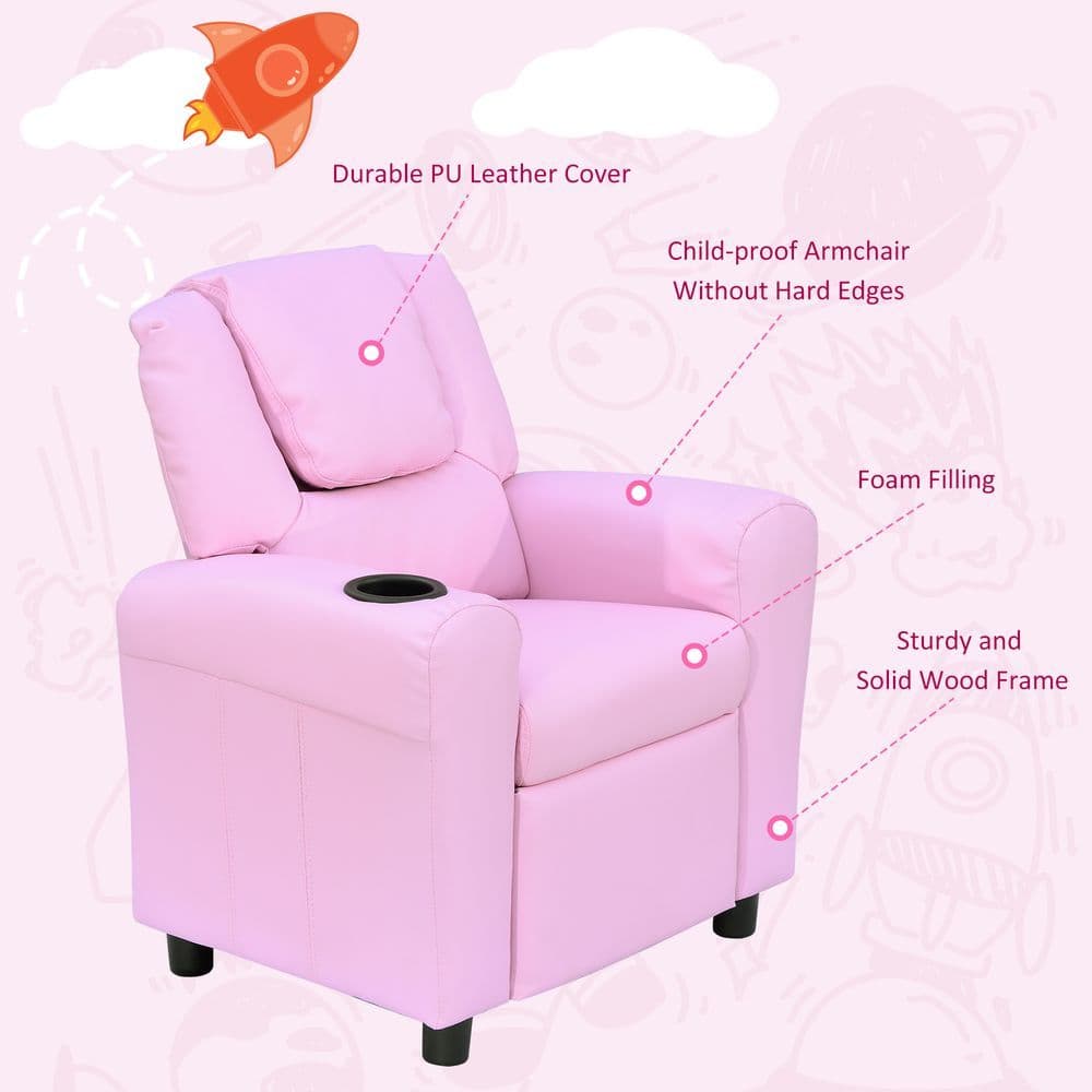 image-Kids Recliner Armchair Games Chair Children Seat Girls Boys Sofa HOMCOM