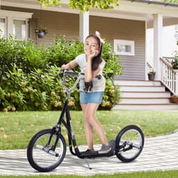 image-Teen Scooter Children Stunt Scooter 16" Tyres Adjustable Height, Black HOMCOM