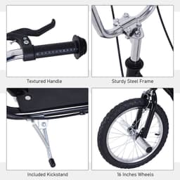 image-Teen Scooter Children Stunt Scooter 16" Tyres Adjustable Height, Black HOMCOM