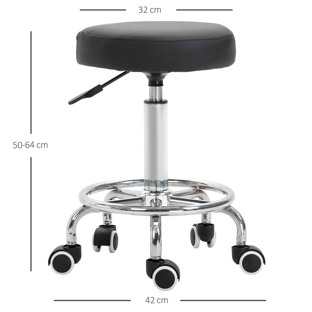 image-Adjustable Stool PU Leather and Footrest