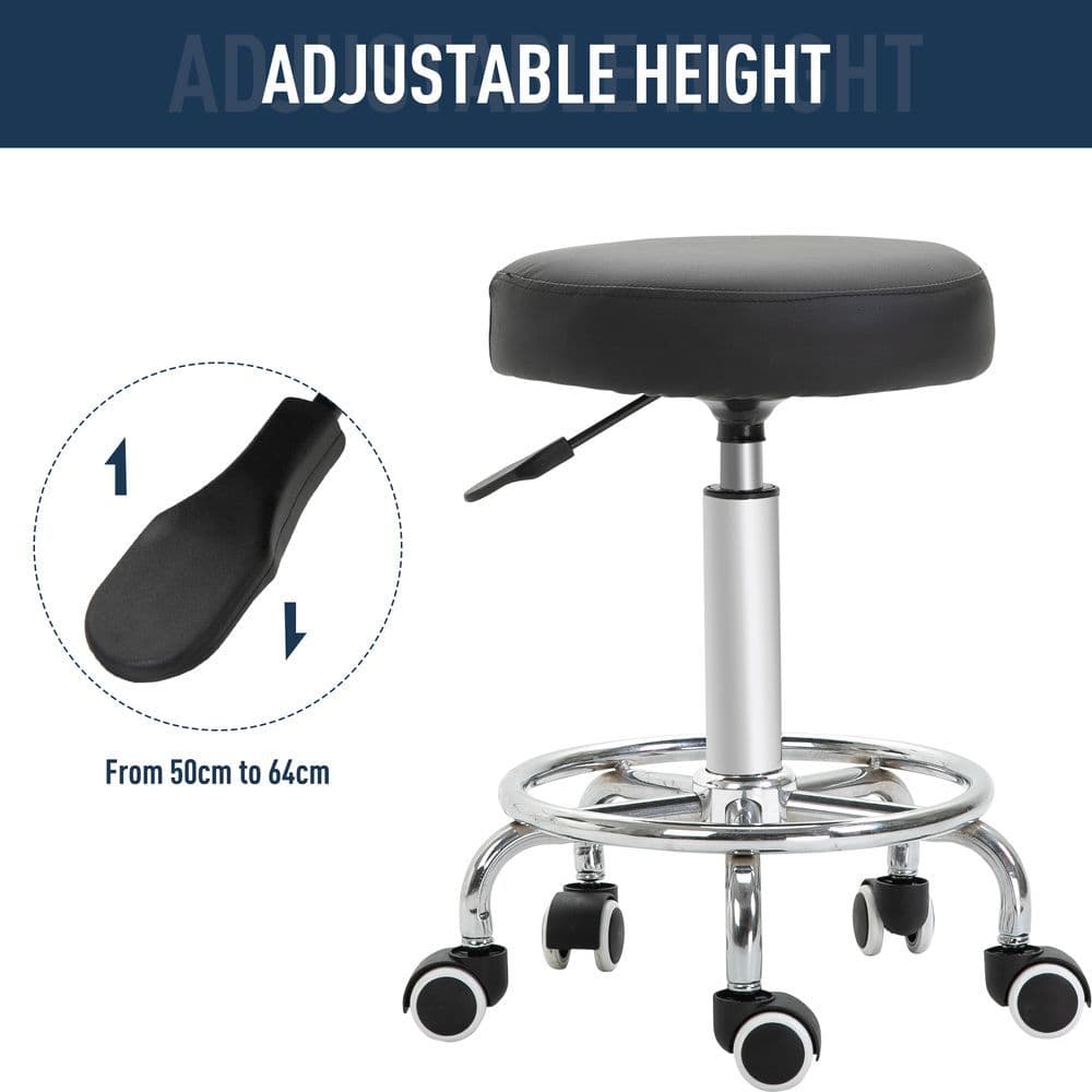 image-Adjustable Stool PU Leather and Footrest