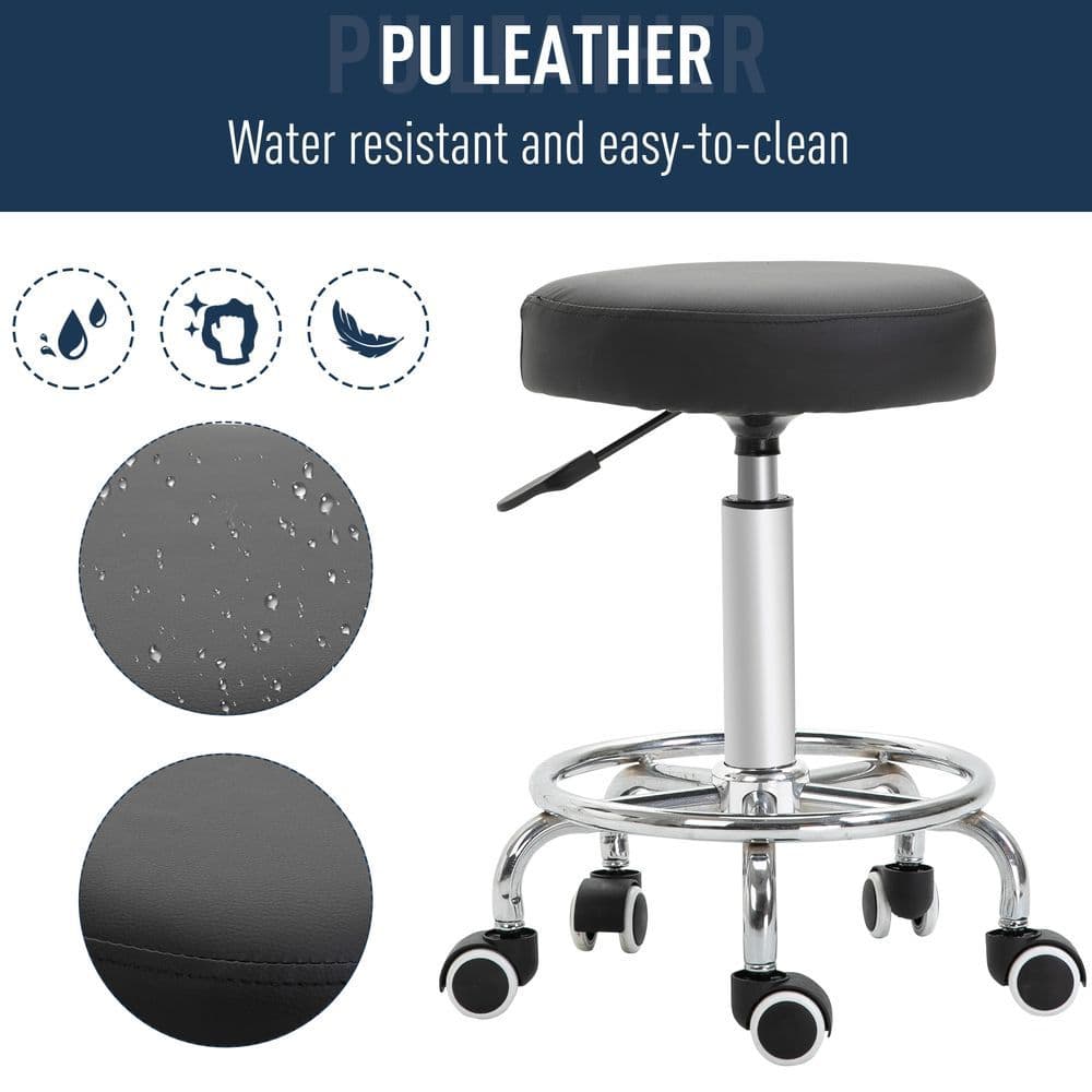 image-Adjustable Stool PU Leather and Footrest