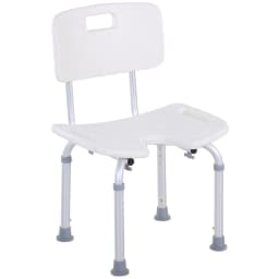 image-HOMCOM Adjustable Aluminum Shower Bath Stool Spa Chair Non-Slip Feet, Handle