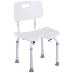 image-HOMCOM Adjustable Aluminum Shower Bath Stool Spa Chair Non-Slip Feet, Handle