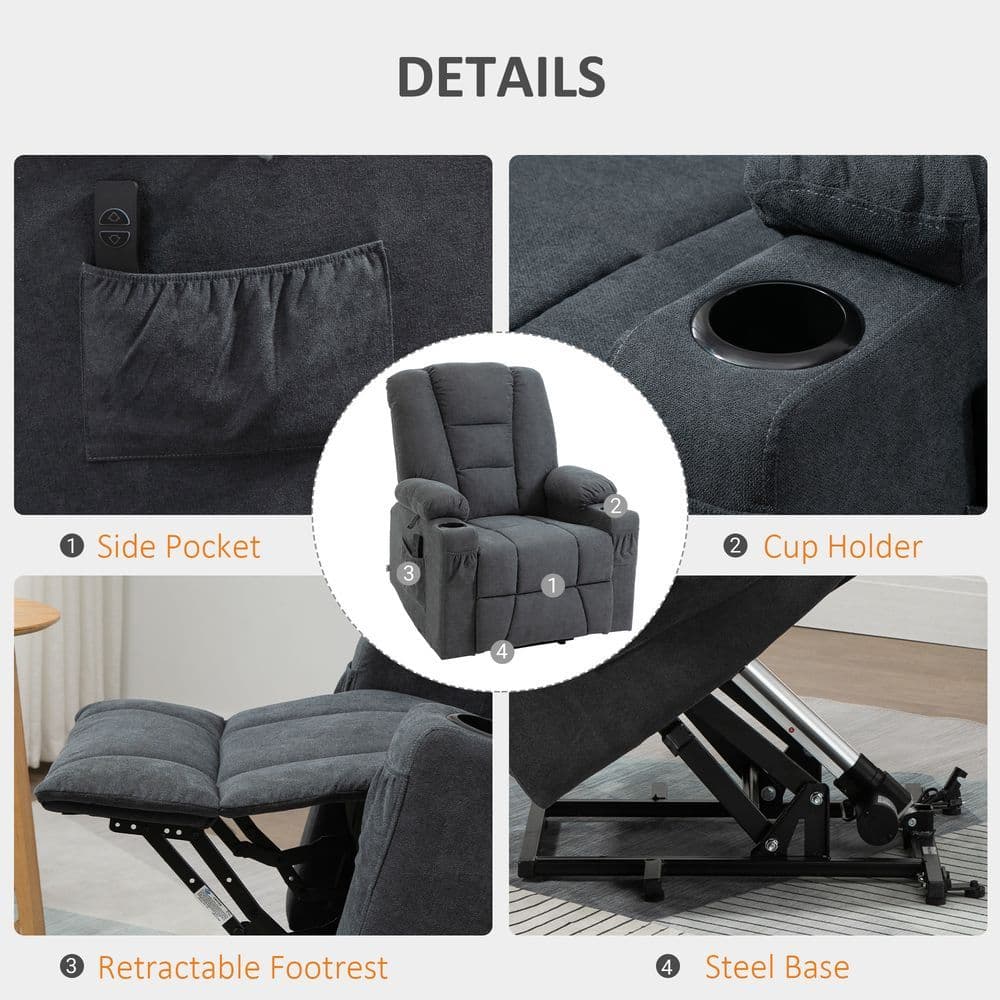 image-Riser and Recliner Chair w/ Remote, Lift Chair for the Elderly, Grey