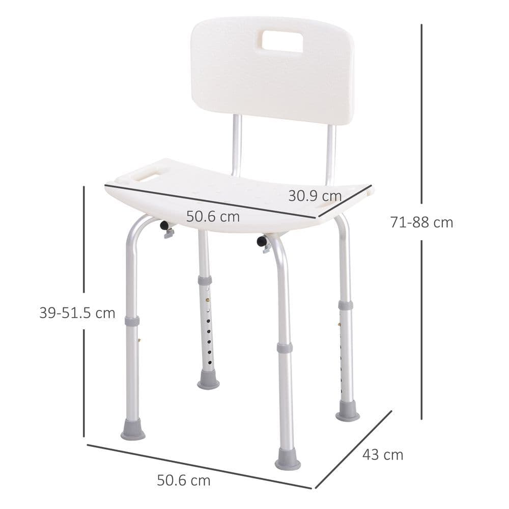 image-Bath Chair Shower Seat Safety Bathroom Elderly Aids Adjustable HOMCOM