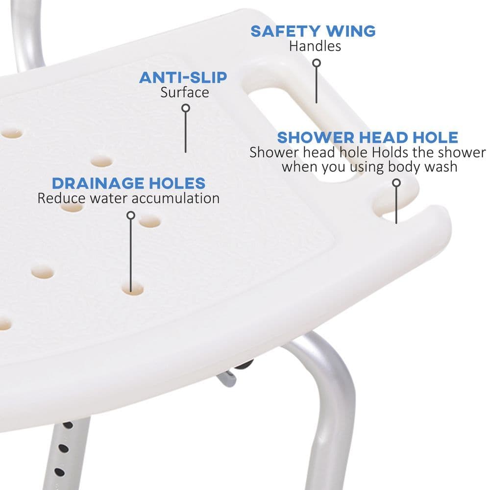 image-Bath Chair Shower Seat Safety Bathroom Elderly Aids Adjustable HOMCOM