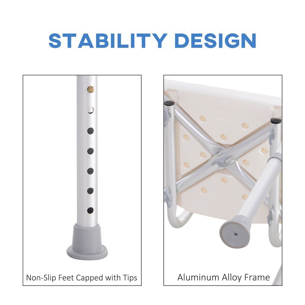 image-Bath Chair Shower Seat Safety Bathroom Elderly Aids Adjustable HOMCOM