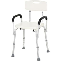 image-Light Weight Aluminum Shower Bench Portable Lift Chair Back & Armrest HOMCOM
