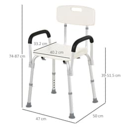 image-Light Weight Aluminum Shower Bench Portable Lift Chair Back & Armrest HOMCOM