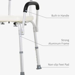 image-Light Weight Aluminum Shower Bench Portable Lift Chair Back & Armrest HOMCOM