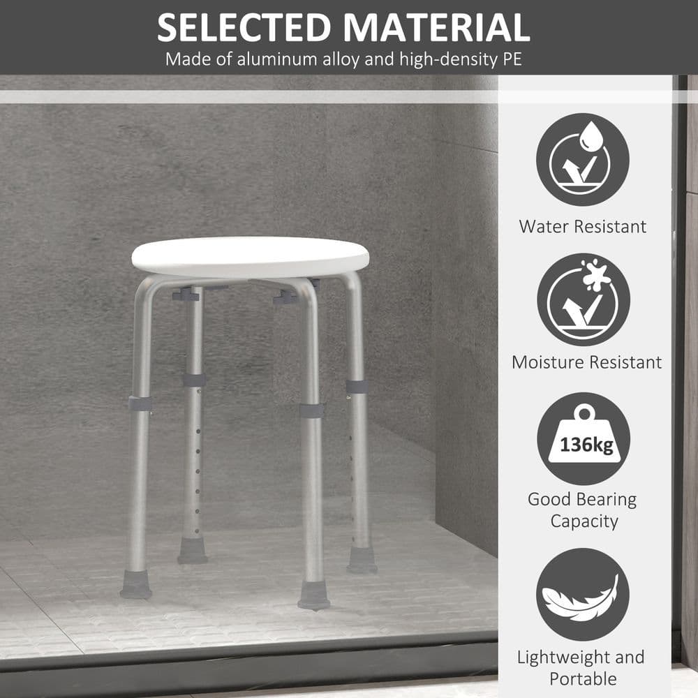 image-Bath Chair Shower Seat Safety Bathroom Elderly Aids Adjustable Position HOMCOM