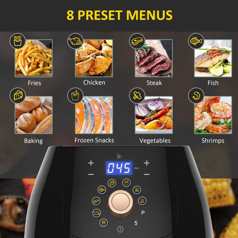 image-Air Fryer 1700W 5.5L with Digital Display Adjustable Temperature