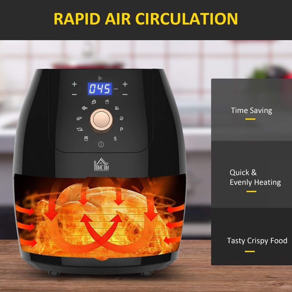 image-Air Fryer 1700W 5.5L with Digital Display Adjustable Temperature