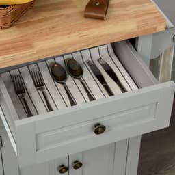 image-Rolling Kitchen Island Cart Rubber Wood Top, Spices, and Towel Rack