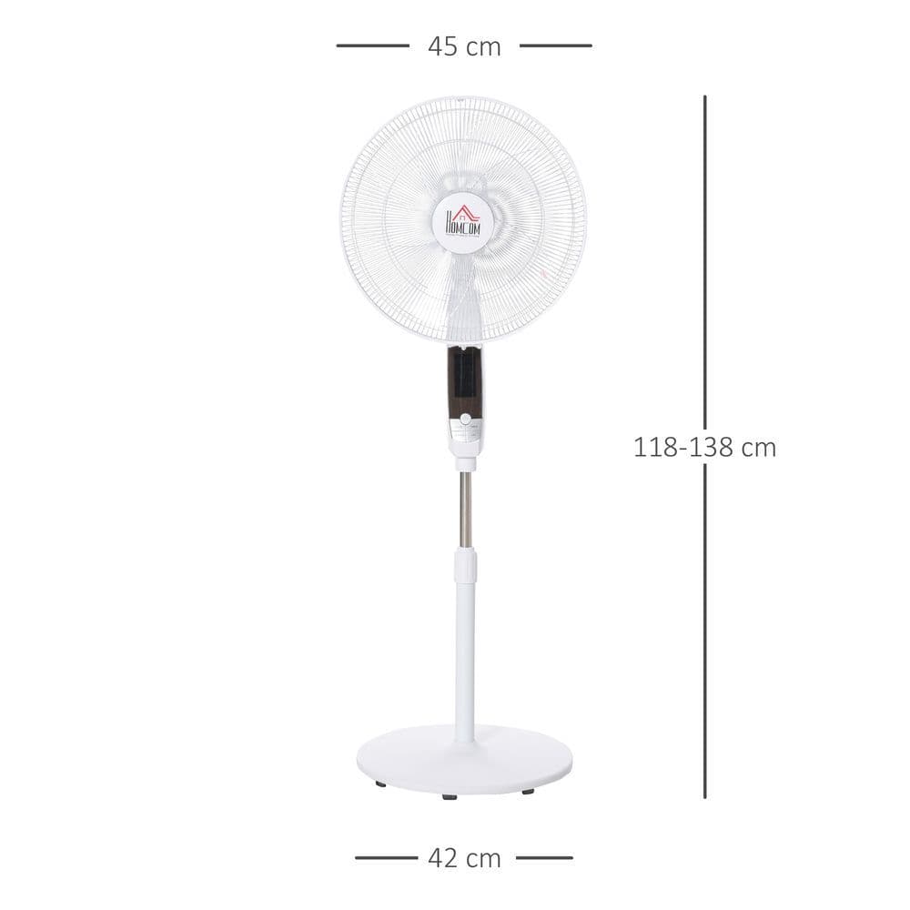 image-HOMCOM 54 Inch Pedestal Fan Height Adjustable 7.5h 85 Oscillation LED Panel