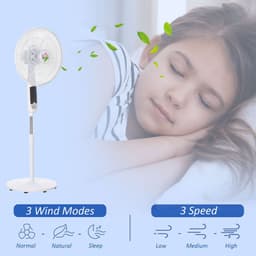 image-HOMCOM 54 Inch Pedestal Fan Height Adjustable 7.5h 85 Oscillation LED Panel