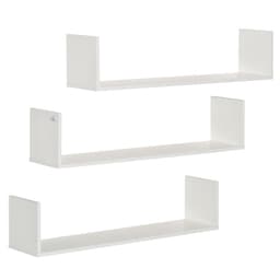 image-Set of 3 Wooden Floating Shelves Wall Mount CD DVD Display White HOMCOM