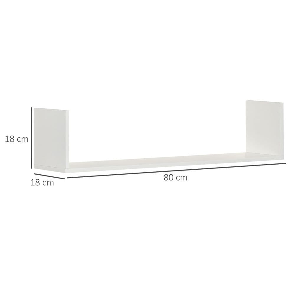 image-Set of 3 Wooden Floating Shelves Wall Mount CD DVD Display White HOMCOM